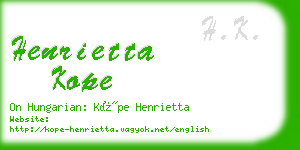 henrietta kope business card